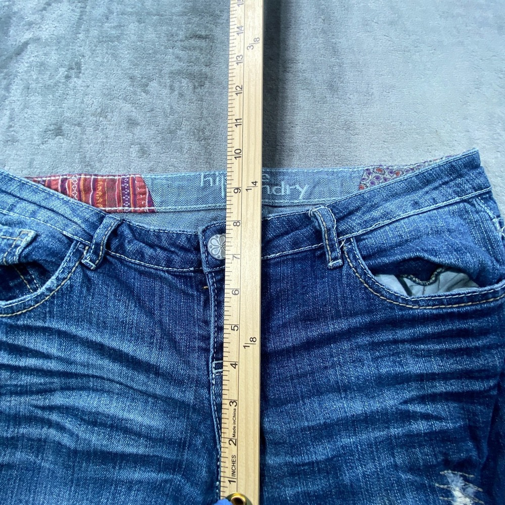 Hippie Laundry Jeans Womens 9 Blue Patchwork Y2K Boho‎ Festival Bootcut Distress - Picture 6 of 10